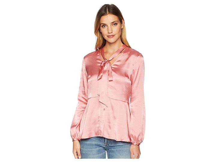Ellen Tracy Tie Front Blouse (tea Rose) Women's Blouse