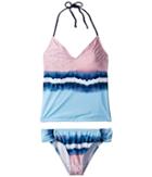 Splendid Littles Tie-dye Stripe Tankini Tab Side Pants (big Kid) (blue) Girl's Swimwear Sets