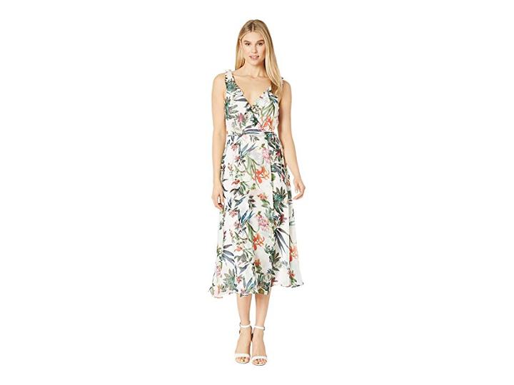 Taylor Sleeveless Ruffle Neck Wrap Maxi Dress (ivory Multi) Women's Dress