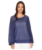 Michael Stars Mesh Long Sleeve Open Neck Sweatshirt (passport) Women's Sweatshirt