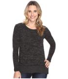 Mod-o-doc Heather Sweater W/ Rib Long Sleeve Pullover (black Heather) Women's Clothing