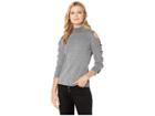 Cece Long Sleeve Turtleneck Sweater W/ Bows (medium Heather Grey) Women's Sweater