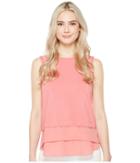 Vince Camuto Sleeveless Mix Media Layered Top (rossetto) Women's Clothing