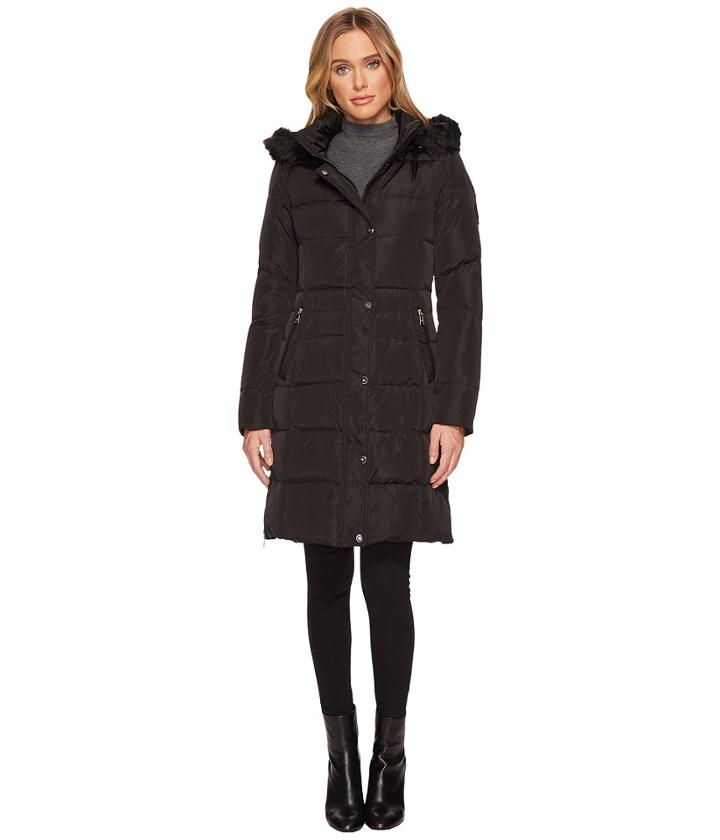 Lauren Ralph Lauren 3/4 Heavy Down W/ Waist Detail (black) Women's Coat