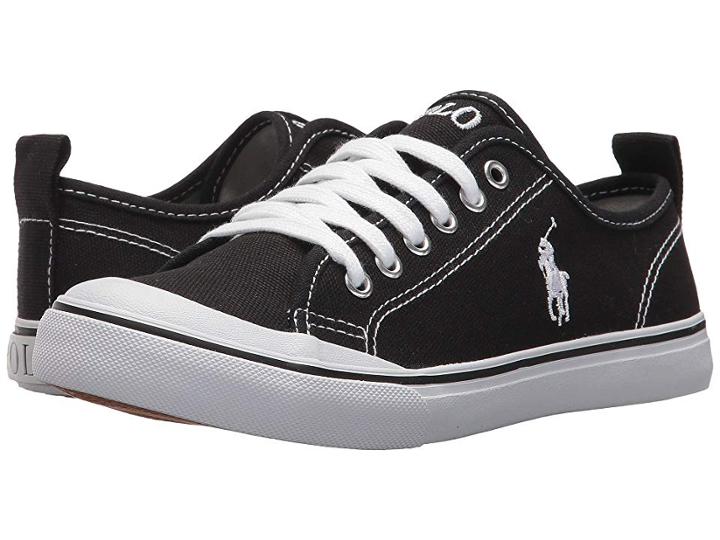 Polo Ralph Lauren Kids Karlen (big Kid) (black Canvas/white Pony Player) Kid's Shoes