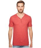 Lucky Brand Raw Edge Y-neck Henley Shirt (cardinal) Men's Clothing