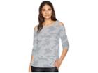 Pink Rose Cold Shoulder Long Sleeve Strapped Top W/ Banded Cuff (camo Print) Women's Clothing