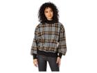 J.o.a. Mock Neck Pullover (brown Plaid) Women's Sweatshirt