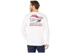 Vineyard Vines Long Sleeve Naughty Or Nice Santa Pocket Tee (white Cap) Men's Clothing