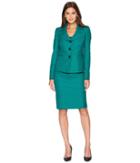 Le Suit Jacquard Three-button Skirt Suit (emerald Multi) Women's Suits Sets