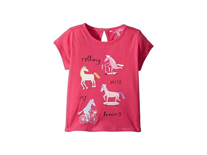 Joules Kids Pixie Screen Printed Tee (toddler/little Kids) (true Pink Ponies) Girl's T Shirt