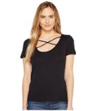 Splendid Short Sleeve Crisscross Tee (black) Women's T Shirt