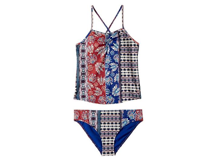 Roxy Kids Boheme Life Tankini Swim Set (big Kids) (marshmallow Swim Vertical Flowers) Girl's Swimwear Sets