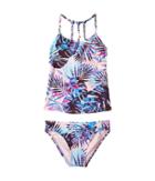 Hobie Kids Take It Or Leaf It Macrame Tankini And Hipster Set (big Kids) (pop Pink) Girl's Swimwear Sets