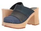 Swedish Hasbeens Color Combo Slip-in (blue Nubuck) Women's Clog Shoes