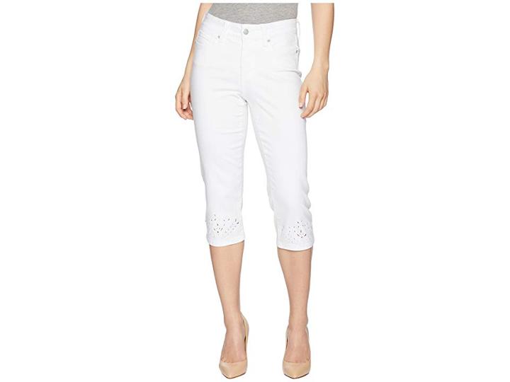 Nydj Petite Petite Marilyn Crop Eyelet Embroidery Hem In Optic White (optic White) Women's Jeans