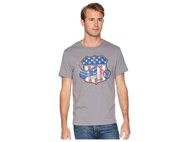 Rock And Roll Cowboy Short Sleeve T-shirt Solid With Graphic P9-6353 (grey) Men's T Shirt