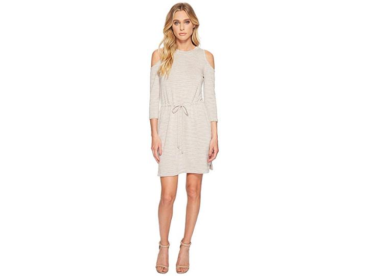 American Rose Delaney Front-tie Long Sleeve Dress (oatmeal) Women's Dress