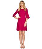 Tahari By Asl 3/4 Ruffle Sleeve Shift Dress (magenta) Women's Dress