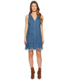 See By Chloe Denim Scallop Dress (shady Cobalt) Women's Dress