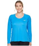 Nike Dry Miler Long Sleeve Running Top (size 1x-3x) (light Photo Blue) Women's Clothing