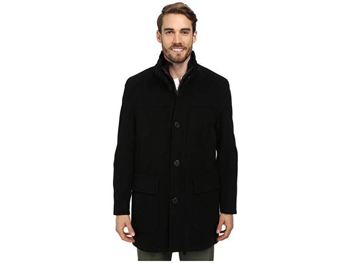 Cole Haan Bib Front Wool Topper (black) Men's Jacket