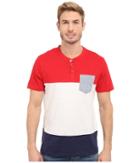 U.s. Polo Assn. Wide Stripe Pocket Henley T-shirt (winning Red) Men's Short Sleeve Pullover