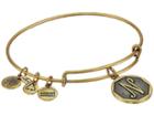 Alex And Ani Initial N Charm Bangle (rafaelian Gold Finish) Bracelet