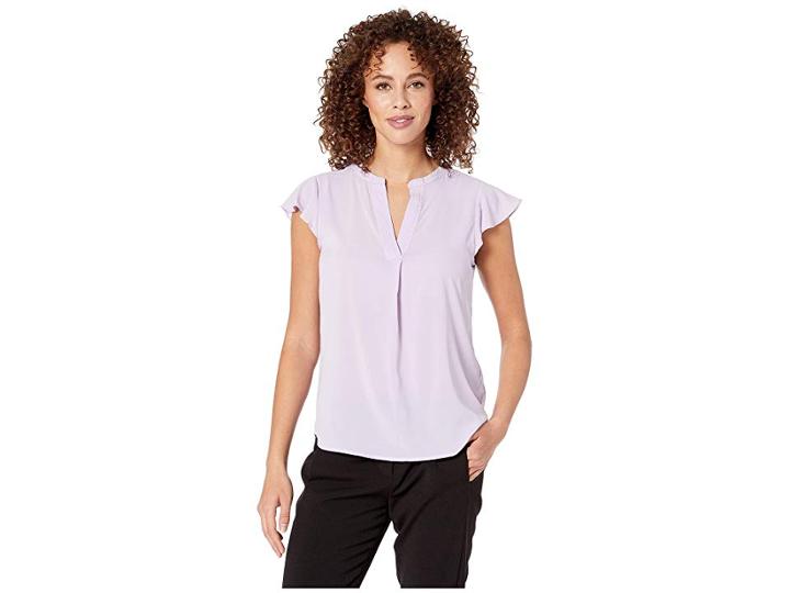 Calvin Klein Cap Sleeve V-neck Top (opal) Women's Clothing