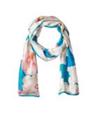 Calvin Klein Pastel Floral Silk Scarf (lagoon) Scarves