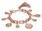 Guess Logo Charm Bracelet With Toggle Close (rose Gold) Charms Bracelet