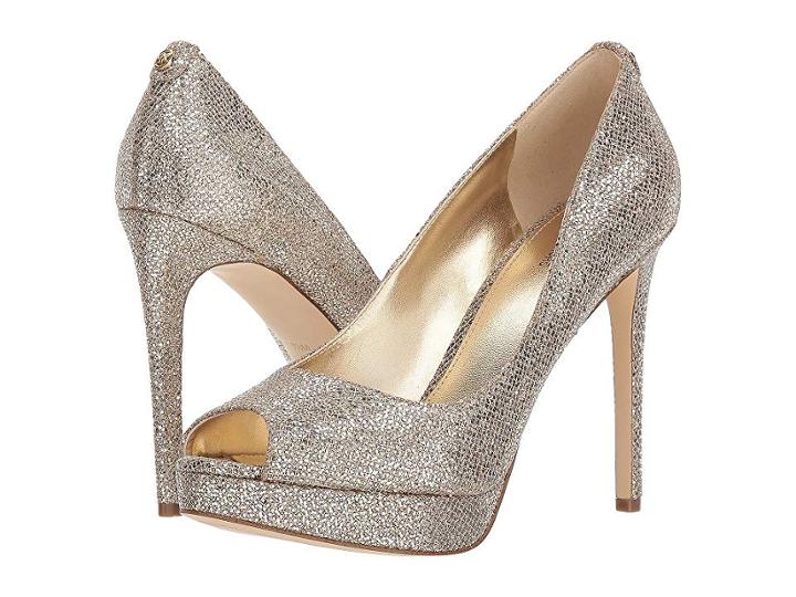Michael Michael Kors Erika Platform (silver/sand Glitter Mesh) High Heels