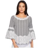 Cece Bell Sleeve Blouse W/ Lace Trim (rich Black) Women's Blouse