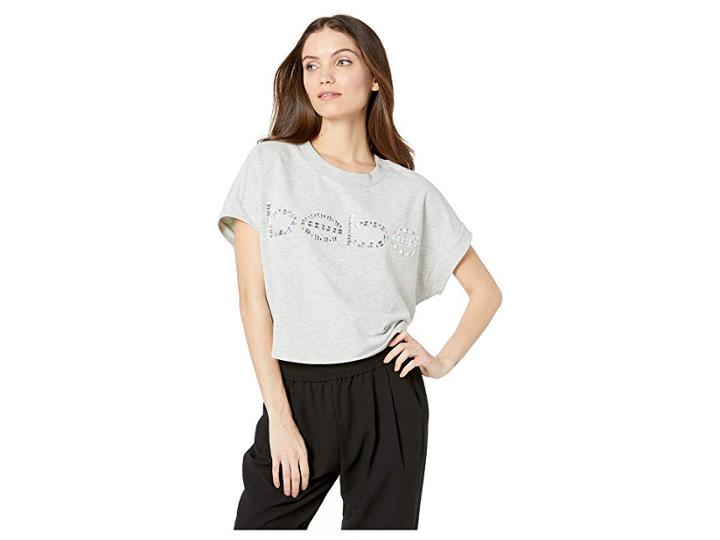 Bebe Logo Cropped Pullover (heather Grey) Women's Clothing