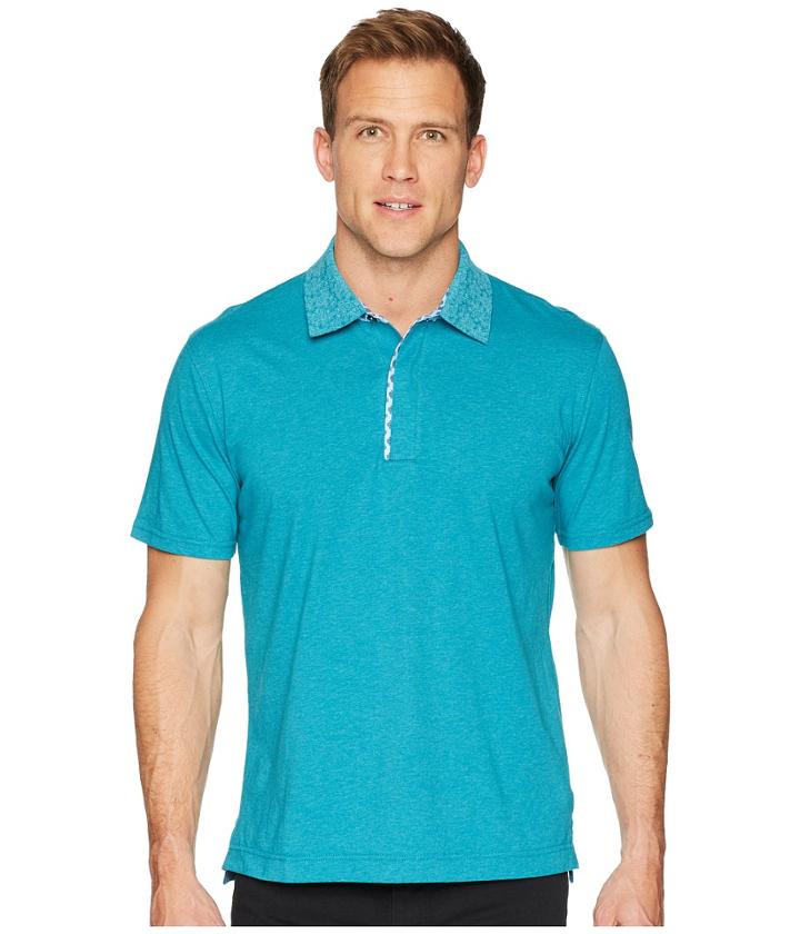 Robert Graham Diego Short Sleeve Knit Polo (teal) Men's Short Sleeve Pullover