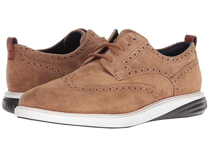 Cole Haan Grand Evolution Shortwing (woodbury Leather/optic White/dark Roast) Men's Shoes