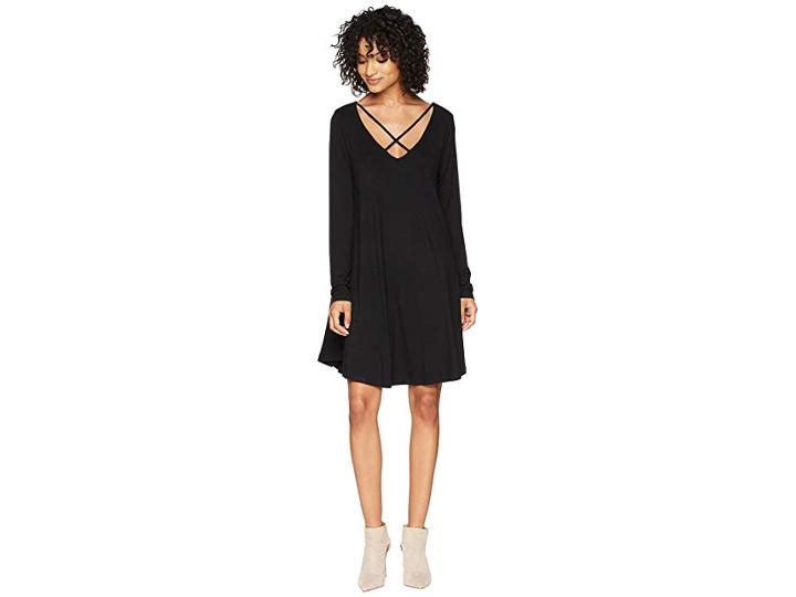 American Rose Elin Long Sleeve Crisscross Dress (black) Women's Dress