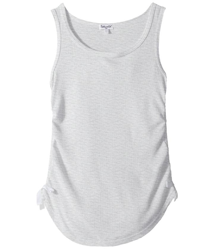 Splendid Littles Side Tie Rib Tank Top (big Kids) (ice Grey Heather) Girl's Sleeveless