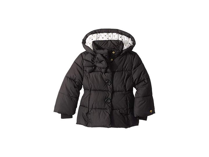 Kate Spade New York Kids Bow Puffer Coat (toddler/little Kids) (black) Girl's Coat
