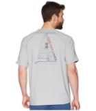 Vineyard Vines Short Sleeve Perf Raglan Blueprint Sail Tee (gray Heather) Men's T Shirt