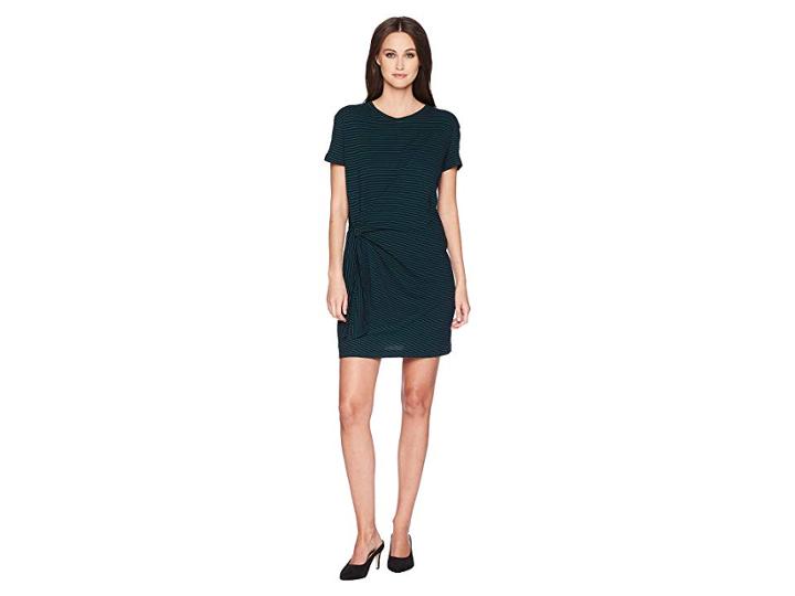 Vince Classic Stripe Side Tie Dress (coastal/malachite) Women's Dress