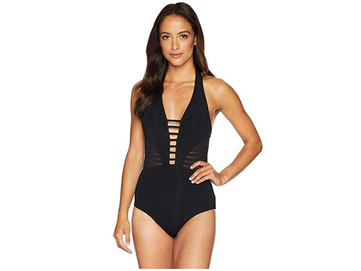 Jets Swimwear Australia Parallels Plunge One-piece (black) Women's Swimsuits One Piece