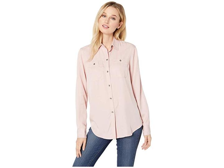 Chaps Tencel Long Sleeve Shirt (dusty Pink) Women's Clothing