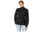 Vince Camuto Long Sleeve Texture Stitch Mock Neck Sweater (rich Black) Women's Sweater