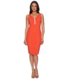 Donna Morgan Sleeveless Crepe V-neck Dress With Front Zipper (scarlet Red) Women's Dress