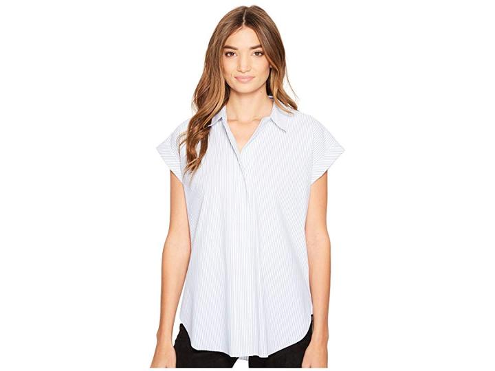 Lysse Rosa Stretch Microfiber Shirt (stripe) Women's Short Sleeve Button Up