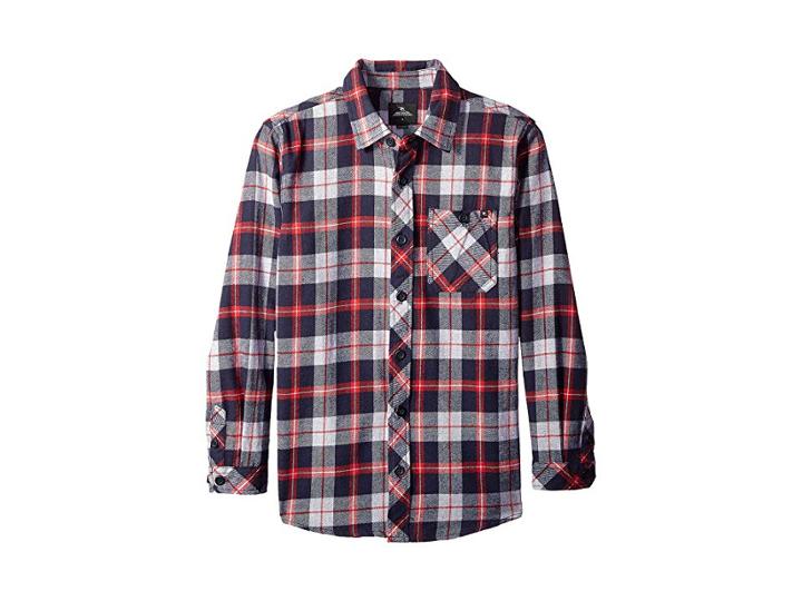 Rip Curl Kids Teller Long Sleeve Flannel Shirt (big Kids) (navy) Boy's Clothing
