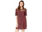 Bcbgeneration Day Lace Trim Woven Dress (red/black Combo) Women's Dress