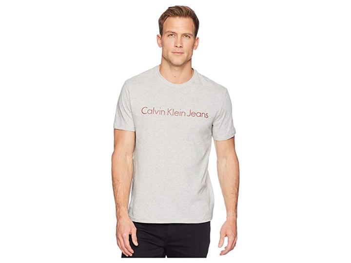 Calvin Klein Jeans Hd Calvin Klein Jeans Logo Crew Neck Tee (light Grey Heather) Men's T Shirt