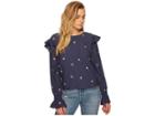 J.o.a. Embroidered Blouson Sleeve Top (navy) Women's Clothing